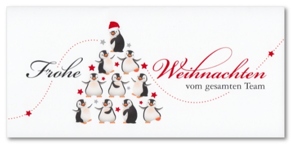 Weihnachtskarten für Unternehmen mit lustigen Pinguinen: